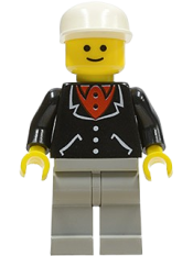 LEGO Suit with 3 Buttons Black - Light Gray Legs, White Cap minifigure