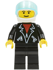 LEGO Leather Jacket with Zippers - Black Legs, White Helmet minifigure