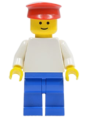 LEGO Plain White Torso with White Arms, Blue Legs, Red Hat minifigure