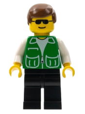 LEGO Jacket Green with 2 Large Pockets - Black Legs, Brown Male Hair minifigure