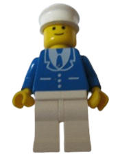 LEGO Suit with 3 Buttons Blue - White Legs, White Hat minifigure