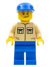 LEGO Shirt with 2 Pockets No Collar, Blue Legs, Blue Cap minifigure