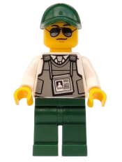 LEGO Security Officer - Dark Green Legs, Dark Green Cap with Hole, Sunglasses minifigure