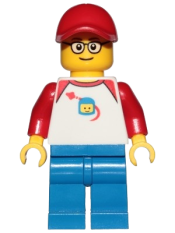 LEGO Man - Classic Space Shirt with Red Sleeves, Blue Legs, Red Cap minifigure
