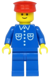 LEGO Shirt with 6 Buttons - Blue, Blue Legs, Red Hat (Reissue) minifigure