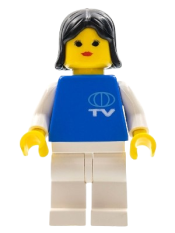 LEGO TV Logo Small Pattern, White Legs, Black Female Hair minifigure