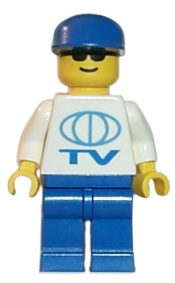 LEGO TV Logo Large Pattern, Blue Legs, Blue Cap, Sunglasses minifigure