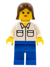 LEGO Shirt with 2 Pockets, Blue Legs, Brown Female Hair minifigure