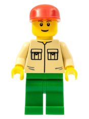 LEGO Shirt with 2 Pockets No Collar, Green Legs, Red Cap minifigure