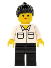 LEGO Shirt with 2 Pockets, Black Legs, Black Ponytail Hair minifigure