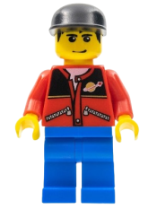 LEGO Red Jacket with Zipper Pockets and Classic Space Logo, Blue Legs, Black Cap minifigure
