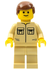 LEGO Shirt with 2 Pockets No Collar, Tan Legs, Reddish Brown Male Hair minifigure