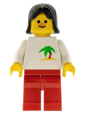 LEGO Palm Tree - Red Legs, Black Female Hair minifigure