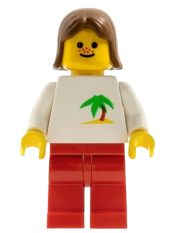 LEGO Palm Tree - Red Legs, Brown Female Hair minifigure