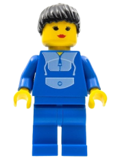 LEGO Jogging Suit, Blue Legs, Black Ponytail Hair minifigure