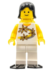 LEGO Yellow Flowers - Black Female Hair, Yellow Air Tanks, Black Flippers minifigure