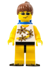 LEGO Yellow Flowers - Reddish Brown Ponytail Hair, Blue Air Tanks, Black Flippers minifigure