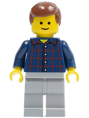LEGO Plaid Button Shirt, Light Bluish Gray Legs, Reddish Brown Male Hair, Standard Grin minifigure
