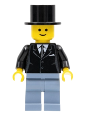 LEGO Suit Black, Top Hat, Sand Blue Legs minifigure