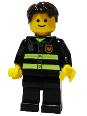 LEGO Fire - Reflective Stripes, Black Legs, Dark Brown Short Tousled Hair minifigure