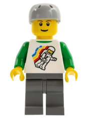 LEGO Classic Space Minifigure Floating Pattern, Dark Bluish Gray Legs, Sports Helmet minifigure