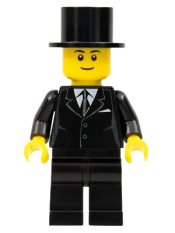 LEGO Suit Black, Top Hat, Black Legs, Black Eyebrows minifigure