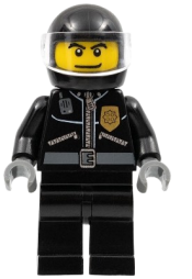 LEGO Police - City Leather Jacket with Gold Badge, Black Helmet, Trans-Clear Visor minifigure