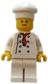 LEGO Chef - White Torso with 8 Buttons, Light Bluish Gray Wrinkles, WITH Back Print, White Legs, Standard Grin set