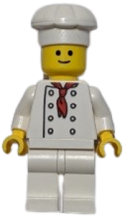 LEGO Chef - White Torso with 8 Buttons, No Wrinkles Front or Back, with Back Print, White Legs, Standard Grin minifigure