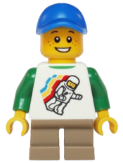 LEGO Classic Space Minifigure Floating Pattern, Short Dark Tan Legs, Blue Short Bill Cap minifigure