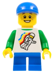 LEGO Classic Space Minifigure Floating Pattern, Blue Short Legs, Blue Short Bill Cap minifigure