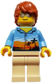 LEGO Dad, Bright Light Orange Sunset and Palm Trees Shirt set