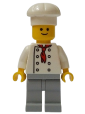 LEGO Baker (Chef) - White Torso with 8 Buttons, No Wrinkles Front or Back, Light Bluish Gray Legs minifigure