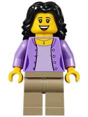 LEGO Mom, Medium Lavender Jacket over Lavender Shirt, Dark Tan Legs, Black Hair minifigure