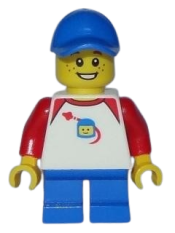 LEGO Boy - Classic Space Shirt with Red Sleeves, Blue Short Legs, Blue Cap minifigure