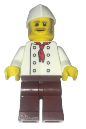 LEGO Chef, Moustache, Dark Tan and Gray Sideburns, Stubble, No Wrinkles Front or Back set