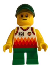LEGO Boy, Jersey with #39, Green Short Legs, Dark Green Cap minifigure