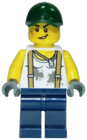 LEGO Mechanic, Dark Green Cap, Dark Blue Legs minifigure