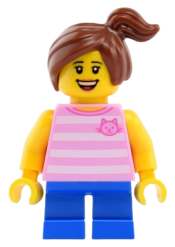 LEGO Girl with Bright Pink Top and Ponytail minifigure