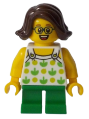 LEGO Child Girl with Halter Top with Green Apples and Lime Spots, Green Short Legs minifigure