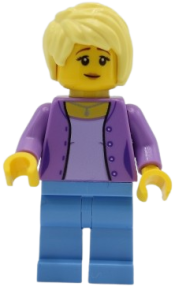 LEGO Female with Medium Lavender Jacket, Medium Blue Legs, Bright Light Yellow Hair minifigure