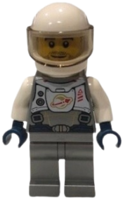 LEGO Astronaut - Male, Flat Silver Spacesuit with Harness and White Panel with Classic Space Logo, Stubble minifigure