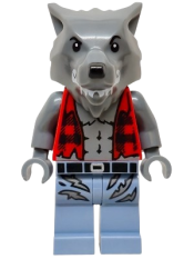 LEGO Werewolf - Torn Red Flannel Shirt, Bare Chest with Fur and Muscles, Sand Blue Legs with Belt and Tears set