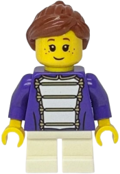 LEGO Shopping Street Child - Girl, Dark Purple Marching Band Jacket, White Short Legs, Reddish Brown Hair set