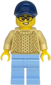 LEGO Shopping Street Furniture Mover - Male, Tan Sweater, Bright Light Blue Legs, Dark Blue Cap set