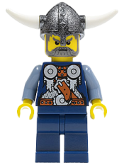 LEGO Viking Blue Chess Bishop - Horns Glued to Helmet minifigure