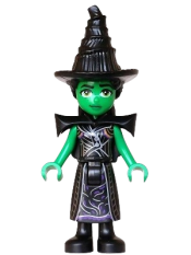 LEGO Elphaba - Mini Doll, Black Coat over Dress, Hat, Shoulder Pads set