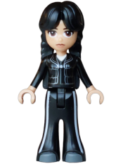 LEGO Wednesday Addams - Mini Doll, Black Jacket and Trousers Bell-Bottoms, Dark Bluish Gray Shoes set
