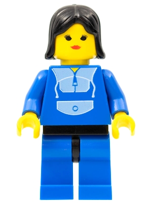 LEGO Jogging Suit,  Blue Legs with Black Hips, Black Female Hair minifigure