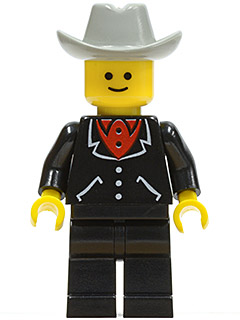 LEGO Suit with 3 Buttons Black - Black Legs, Light Gray Cowboy Hat minifigure